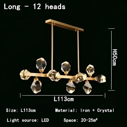 Gold-toned decorbites crystal chandelier led pendant lights with twelve faceted crystal bulbs and iron frame for indoor use