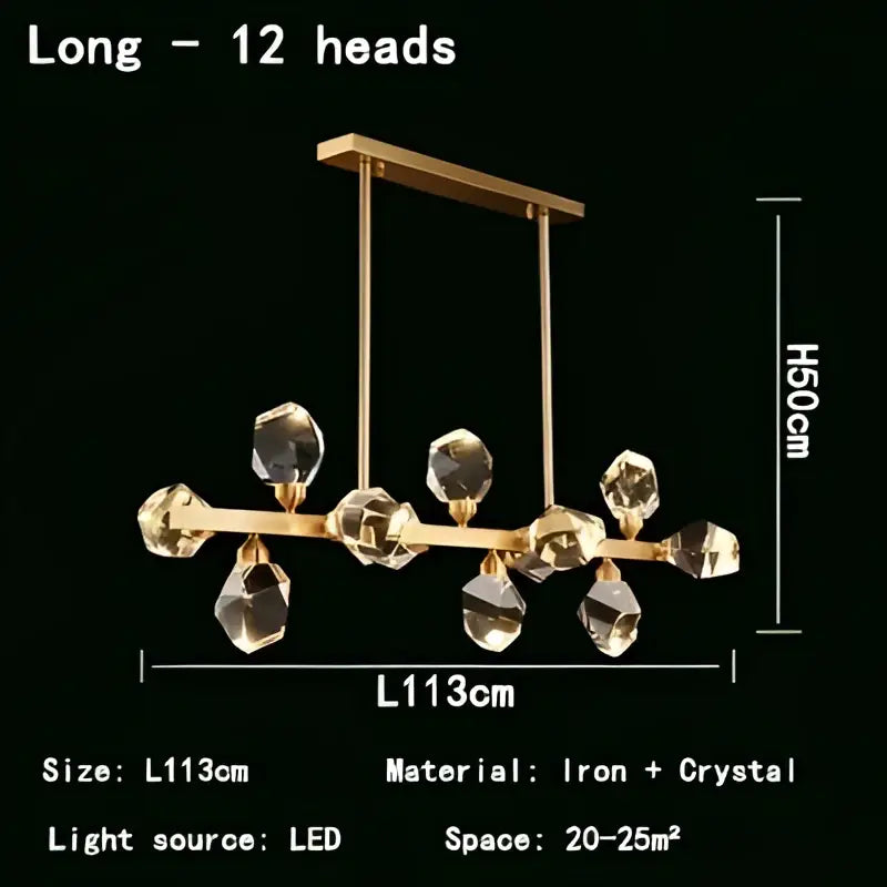 Gold-toned decorbites crystal chandelier led pendant lights with twelve faceted crystal bulbs and iron frame for indoor use