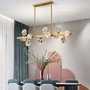 Gold-toned DecorBites crystal chandelier LED pendant lights with faceted crystal pendants for modern indoor lighting