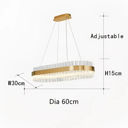 Gold-toned decorbites crystal chandelier led ring with clear crystal rods for dining living room and bedroom lighting