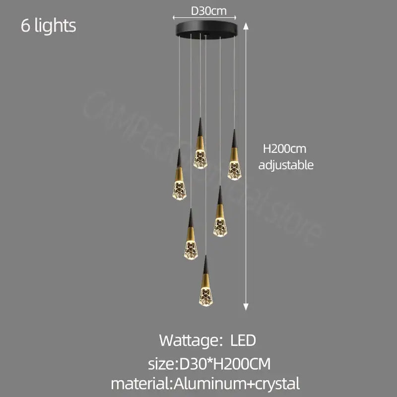 Black and gold decorbites crystal chandelier led with crystal accents for staircase kitchen and elegant living room lighting