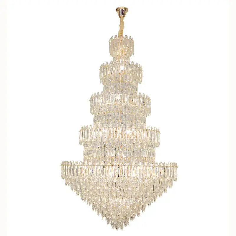 Elegant multi-tiered decorbites crystal chandelier light with gold-toned metal frame for dining room and bedroom lighting