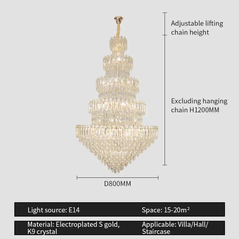 Decorbites crystal chandelier light with multi-tiered cascading k9 crystals and s gold electroplated accents for elegant spaces