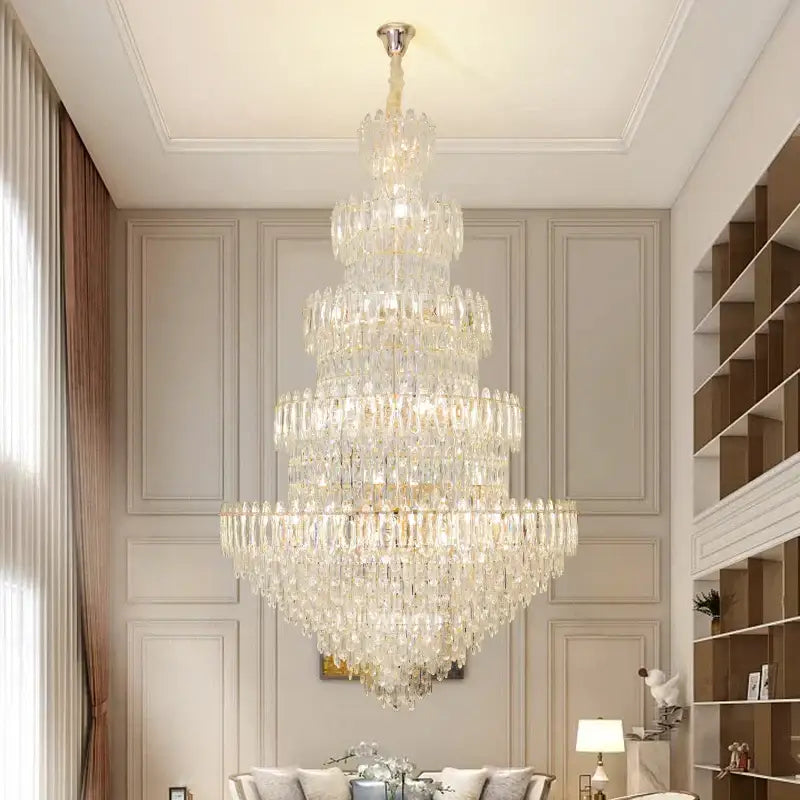 DecorBites crystal chandelier light with polished chrome finish and clear faceted crystals for elegant dining room lighting