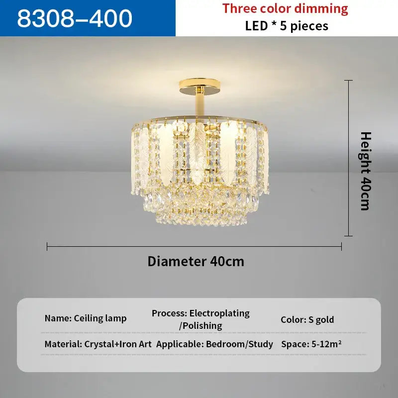 Gold-finished decorbites crystal chandelier light with tiered design and five led lights for elegant home decor