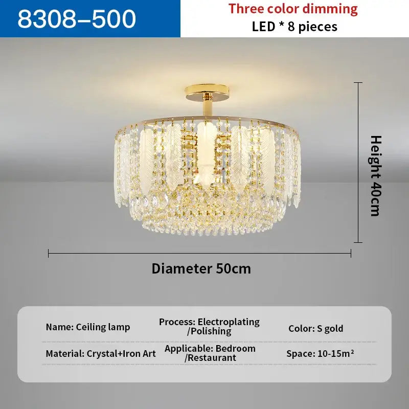 Decorbites crystal chandelier light with gold-finished frame and cascading crystal droplets for elegant home decor