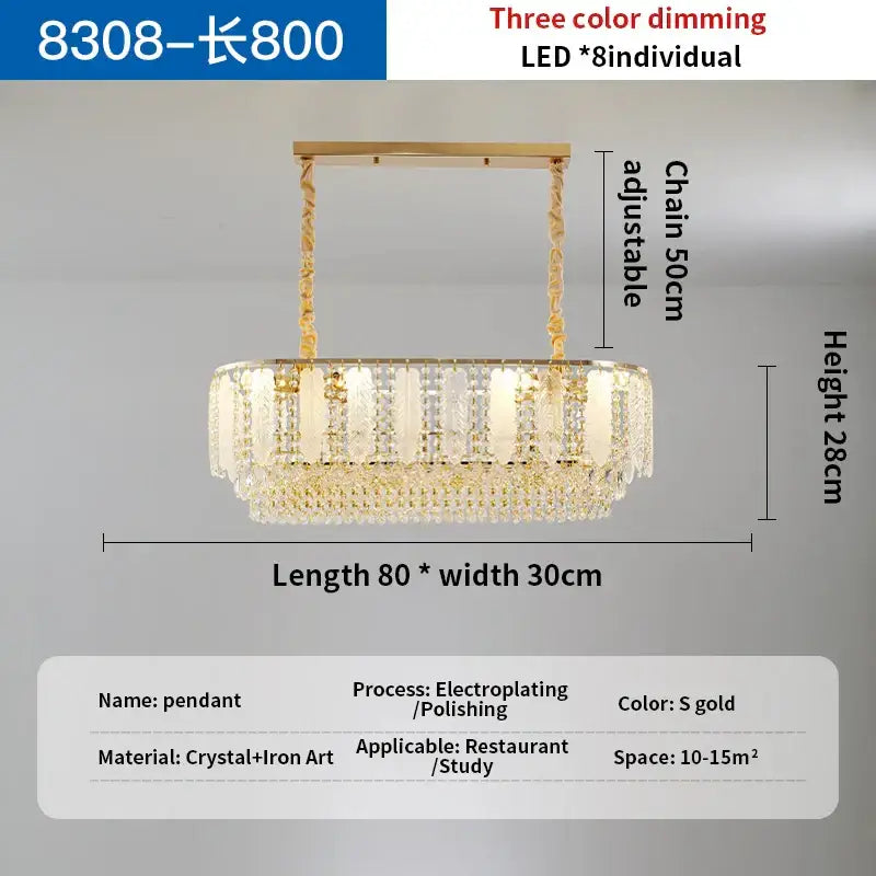 Gold electroplated DecorBites crystal chandelier light with adjustable chain and crystal accents for elegant home decor