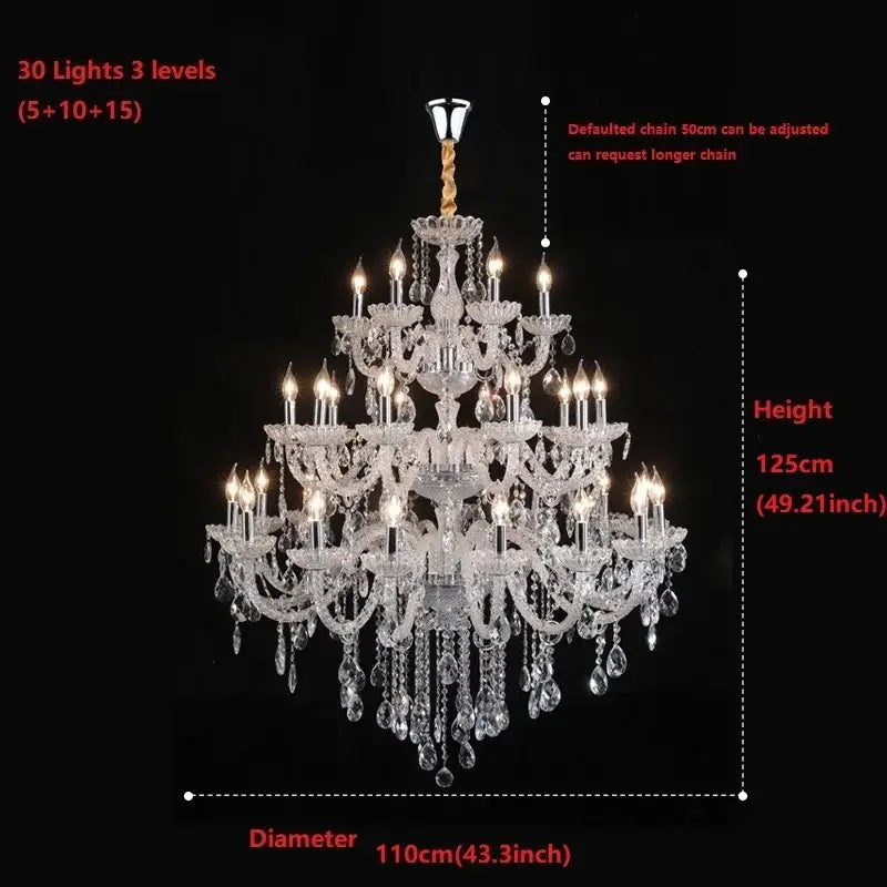 Decorbites crystal chandelier light with 30 clear crystal droplets and ornate metalwork for luxury living spaces