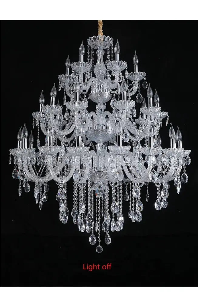 DecorBites crystal chandelier light with intricate multi-tiered design and teardrop crystals for luxury living spaces