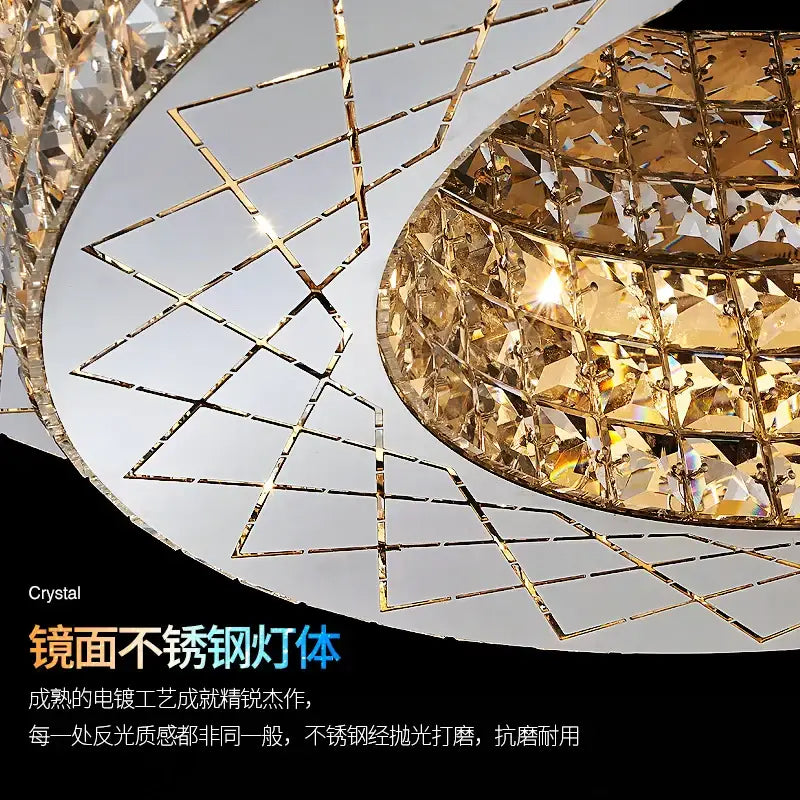 Golden decorbites crystal chandelier light with mirrored stainless steel frame for luxury living room post-modern design