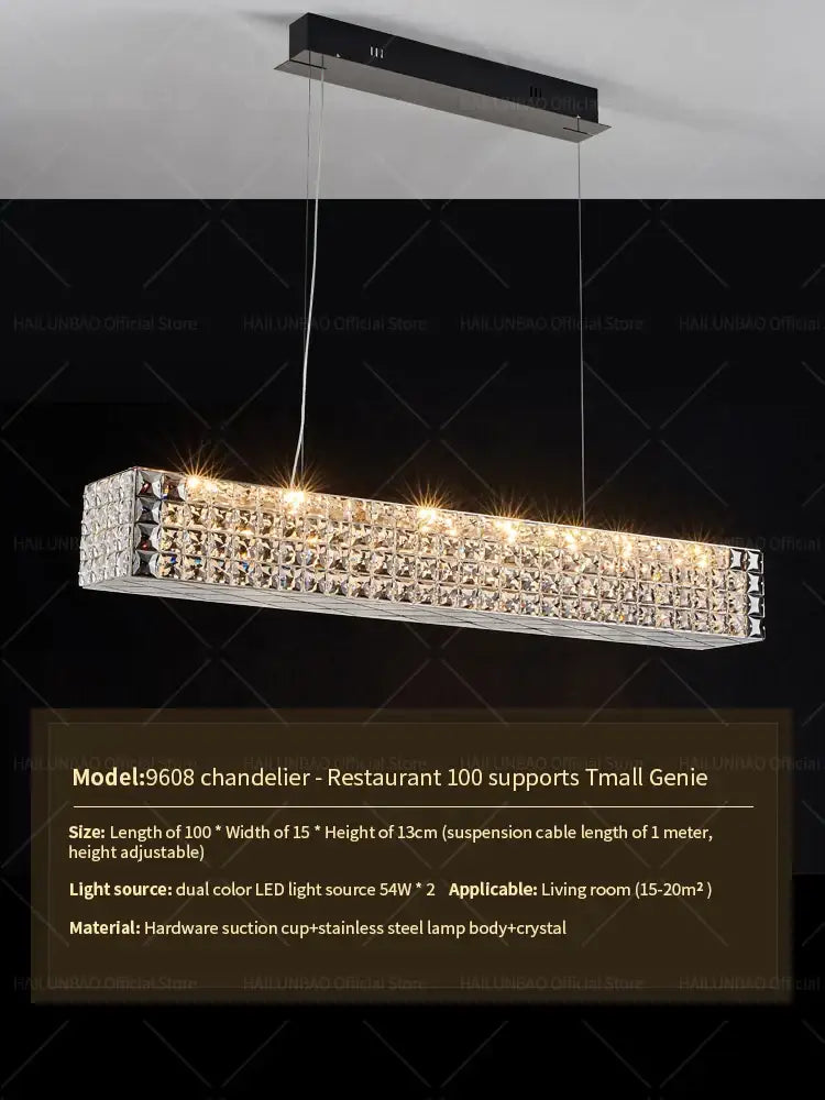 A modern decorbites crystal chandelier light with stainless steel and dual-color led for luxury living room