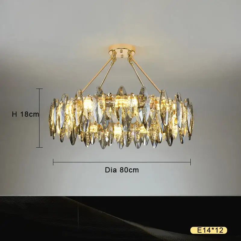 Gold-toned decorbites crystal chandelier light with cascading crystal teardrop pendants and 12 e14 bulbs for modern spaces