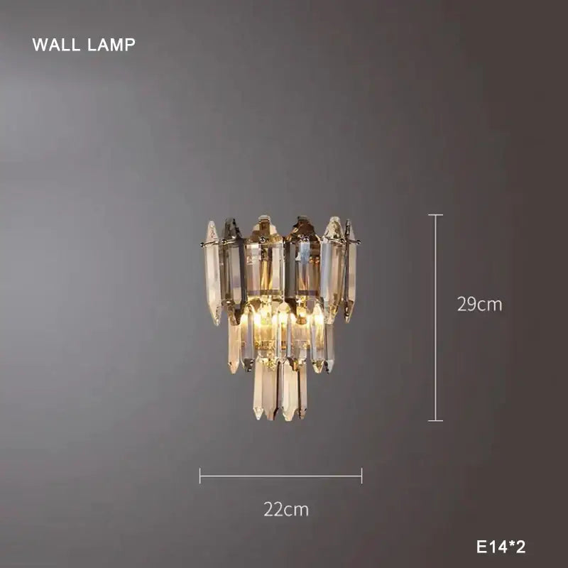 A chic decorbites crystal chandelier light with gold metal frame and clear faceted glass prisms for bedroom and living room