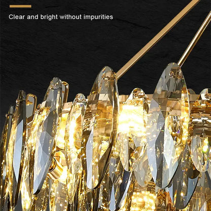 Golden decorbites crystal chandelier light with faceted crystal droplets modern LED pendant lamp for bedroom and living room
