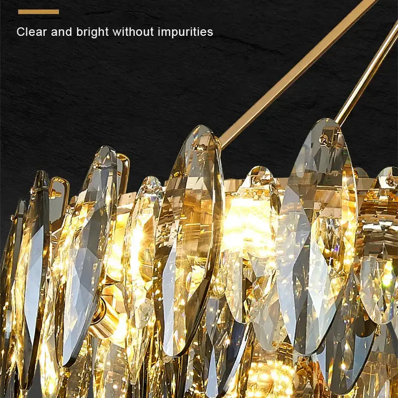 Golden decorbites crystal chandelier light with faceted crystal droplets modern LED pendant lamp for bedroom and living room