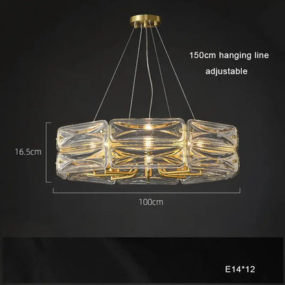 Gold-toned decorbites crystal chandelier lighting with clear glass and modern geometric design for luxury home decor