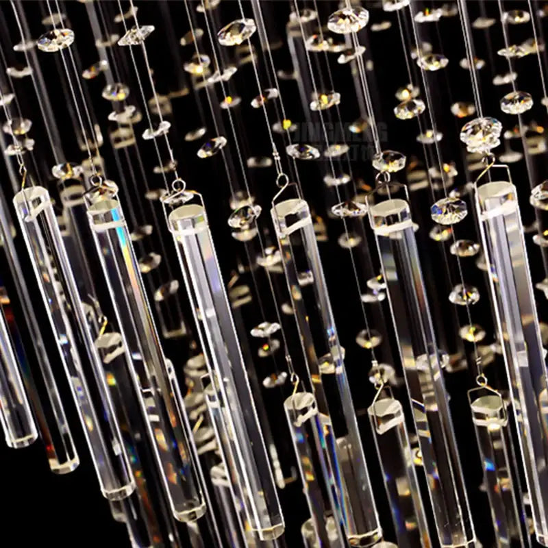 Decorbites crystal chandelier lighting with clear crystal cylindrical rods and sparkling gemstones for luxury home decor