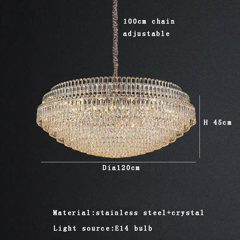 Elegant multi-tiered decorbites crystal chandelier lights with stainless steel frame and adjustable 100cm chain
