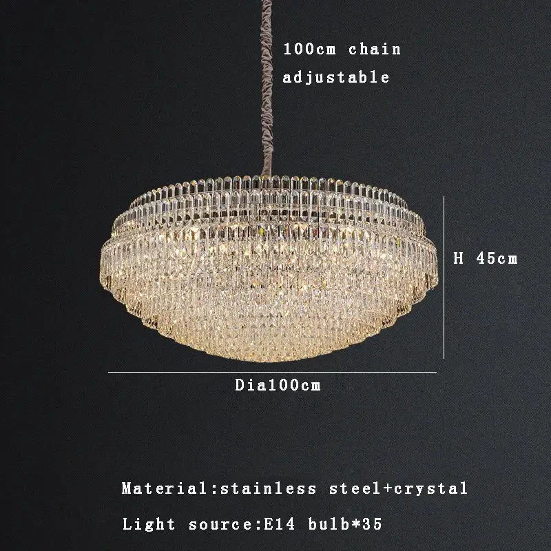 DecorBites™ crystal chandelier lights feature multi-tiered clear crystals with a sleek stainless steel frame