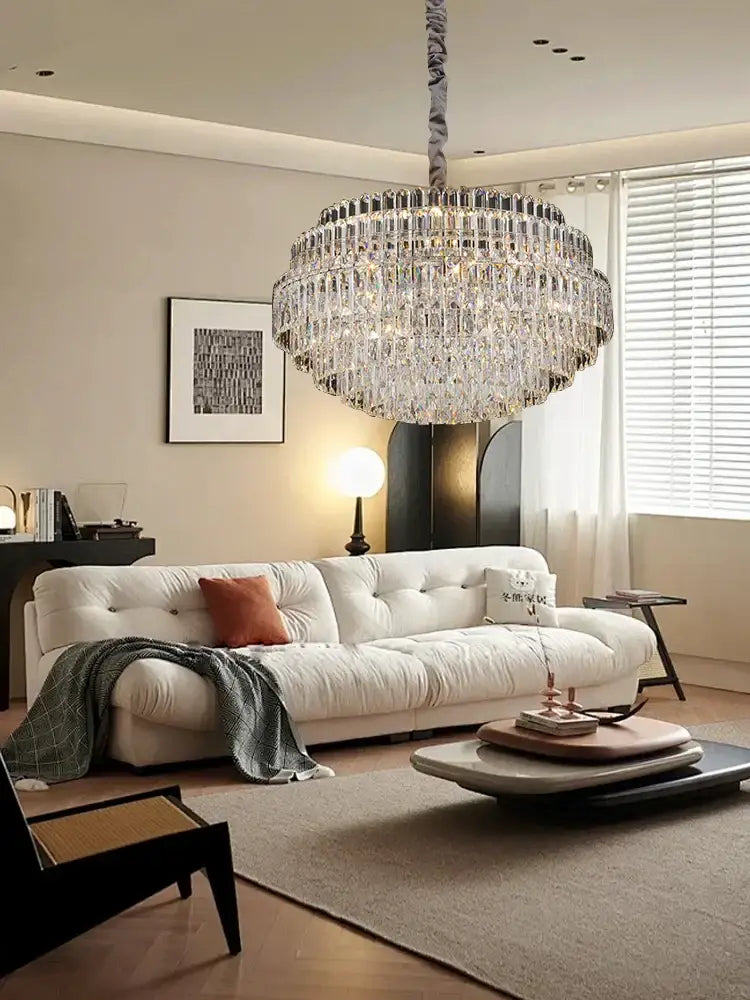 A large multi-tiered decorbites crystal chandelier with modern design crystal chandelier lights for luxury room decoration