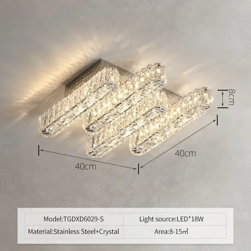 Modern rectangular decorbites crystal chandelier with three crystal bars on stainless steel base for living dining bedroom lighting