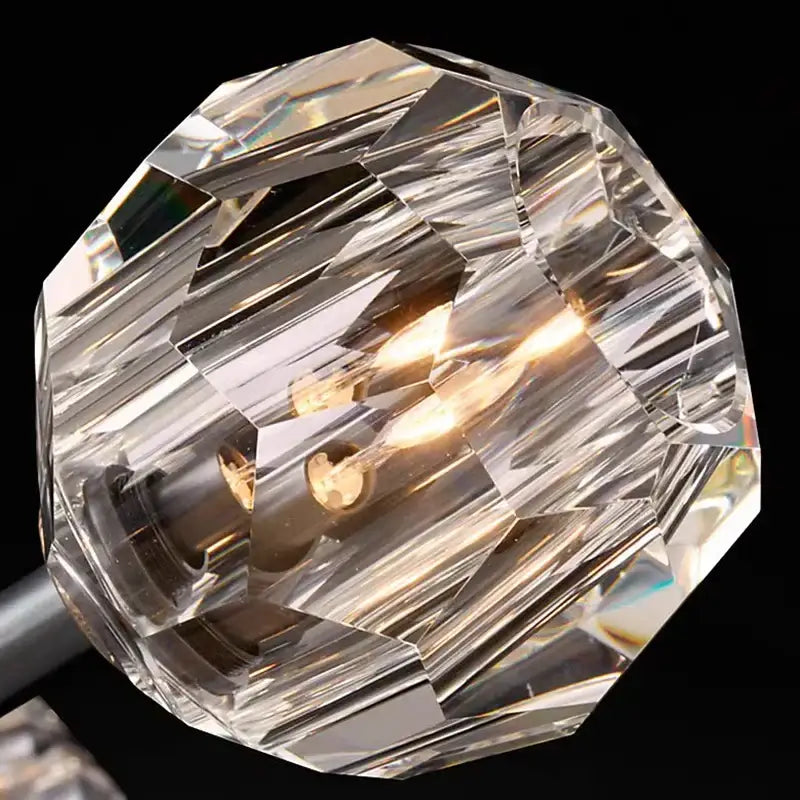Clear faceted crystal knob with polished multifaceted design for DecorBites™ crystal chandelier lights in modern kitchen bar