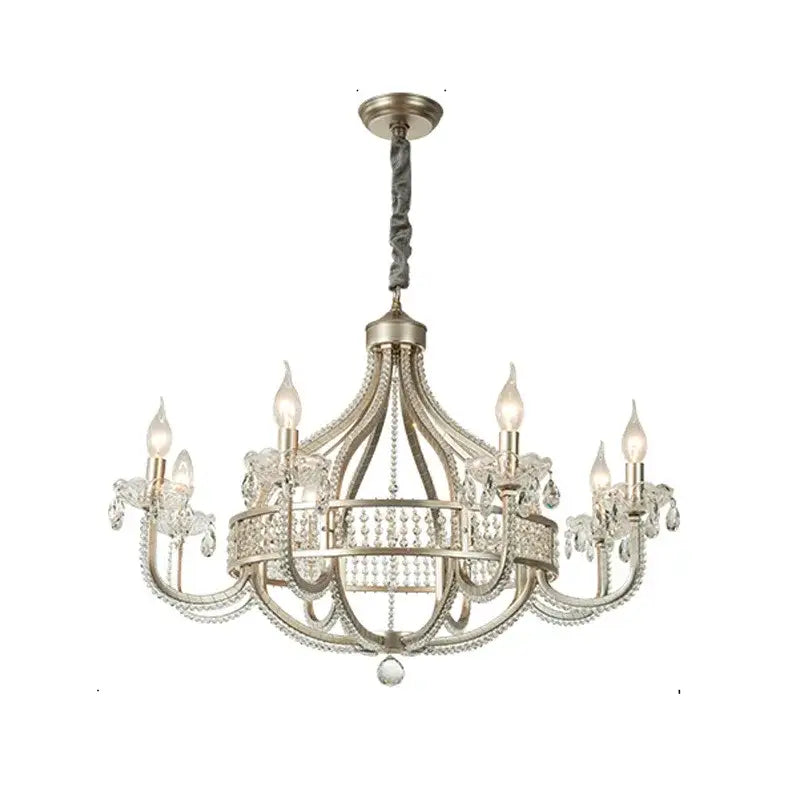 Antique silver pendant light with crystal accents and candle-style bulbs by DecorBites crystal chandelier for Nordic decor