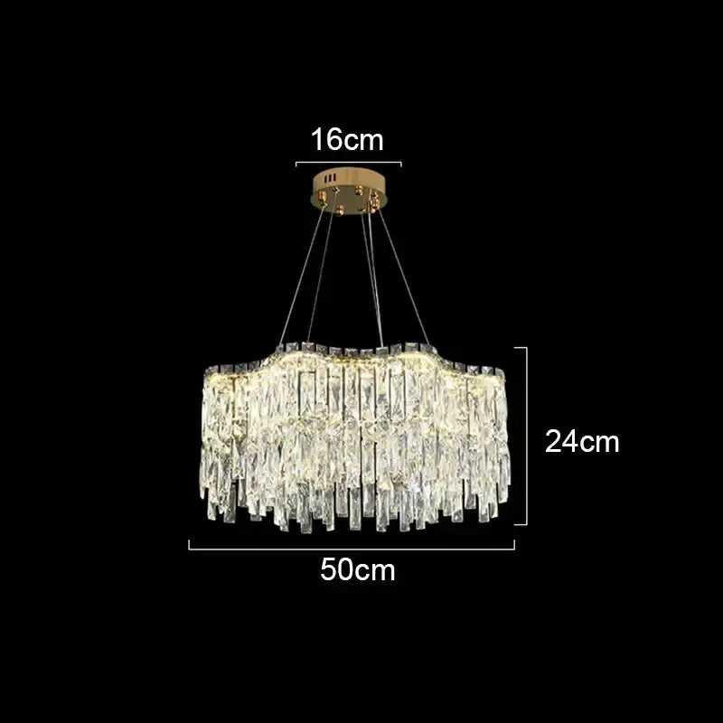 A decorbites crystal chandelier with gold ceiling mount and cascading clear glass prisms for luxury lighting