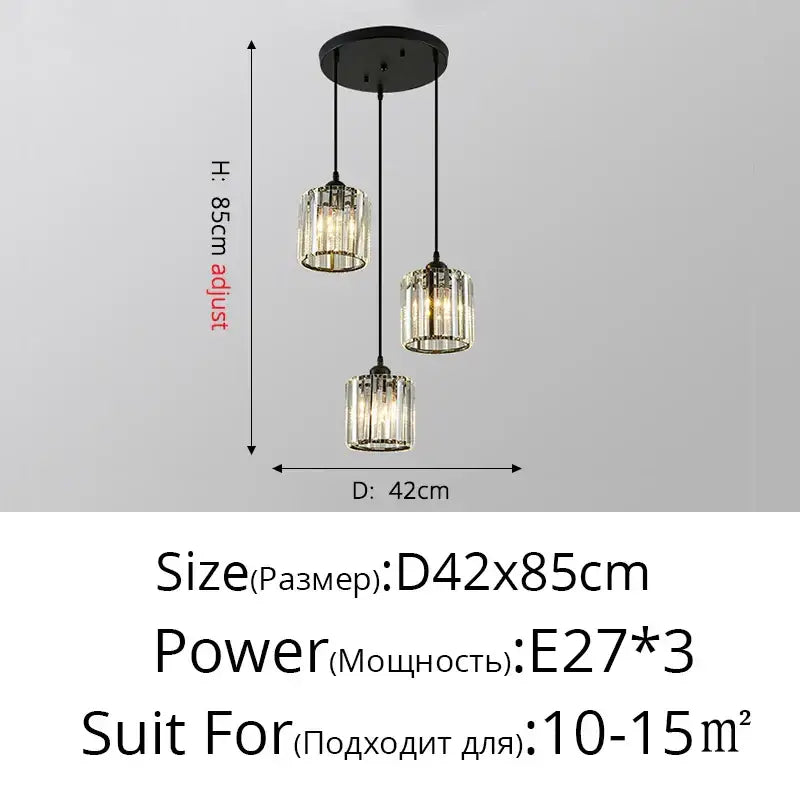 Black metal ceiling fixture with three crystal-encrusted glass pendant lights decorbites crystal chandelier luxury lamp