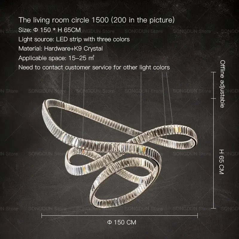 A modern decorbites crystal chandelier with a sleek metallic frame and k9 crystal strips for luxury designer light