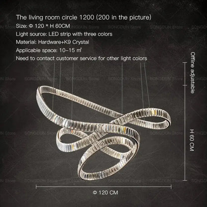 A modern decorbites crystal chandelier with a circular metallic frame and k9 crystal strips for luxury designer light spaces