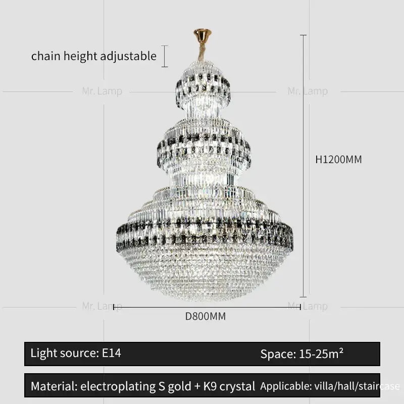 DecorBites crystal chandelier with electroplated gold accents and K9 crystals for elegant luxury spaces