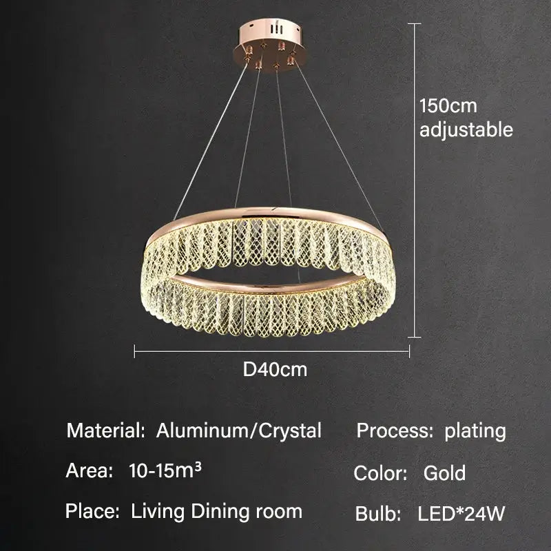 Gold-plated decorbites crystal chandelier with delicate crystal mesh design for luxury living dining kitchen lighting