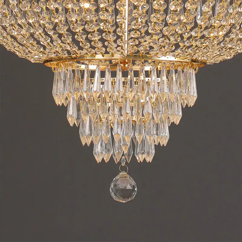 Luxurious decorbites crystal chandelier with gold metal frame and cascading clear crystals for living room or villa lighting