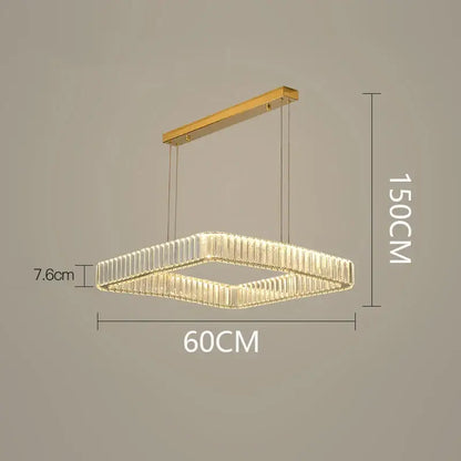 Gold-toned decorbites crystal chandelier with vertical crystal rods and illuminated frame for luxury living room lighting