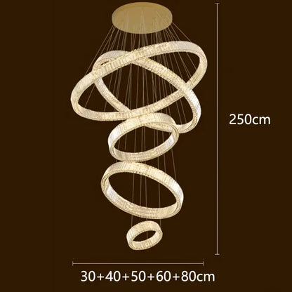 A modern decorbites crystal chandelier with interlocking rings and sparkling crystals for luxury living room lighting
