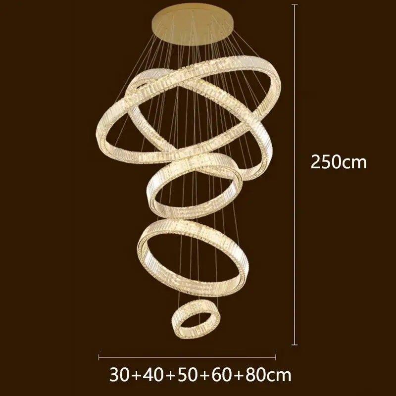 A modern decorbites crystal chandelier with interlocking rings and sparkling crystals for luxury living room lighting
