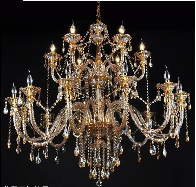 Decorbites crystal chandelier luxury gold-toned with intricate glass arms and teardrop crystals for modern indoor lighting
