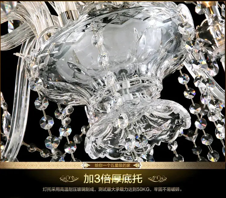 Decorbites crystal chandelier with intricate glasswork and dangling faceted crystals for luxury living room lighting