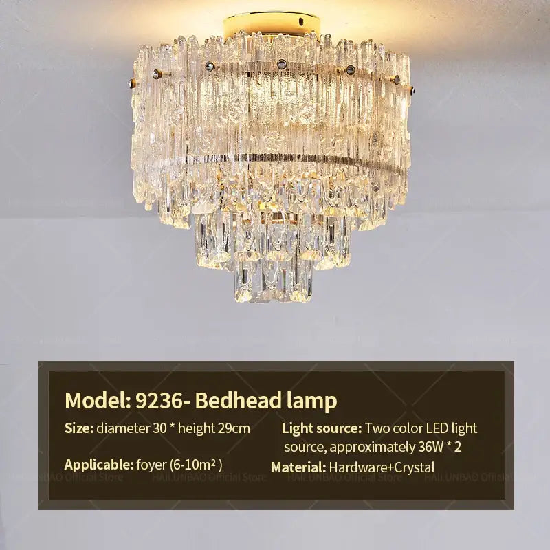 Decorbites crystal chandelier with clear crystals and gold-toned ceiling mount for luxury modern room lighting