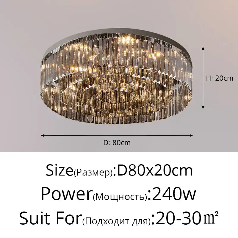 DecorBites crystal chandelier featuring faceted crystal strands and polished chrome frame for luxury home decor