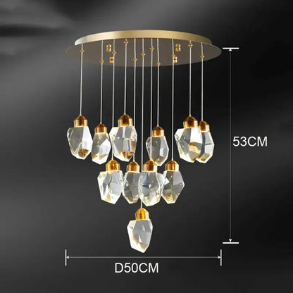 DecorBites crystal chandelier with gold-toned mount and clear glass pendants for living and dining room lighting