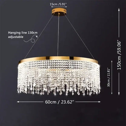 Gold-toned decorbites crystal chandelier with cascading clear crystal beads luxury pendant light for living dining room