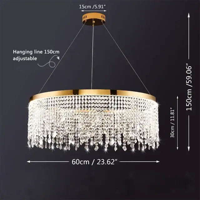 Gold-toned decorbites crystal chandelier with cascading clear crystal beads luxury pendant light for living dining room
