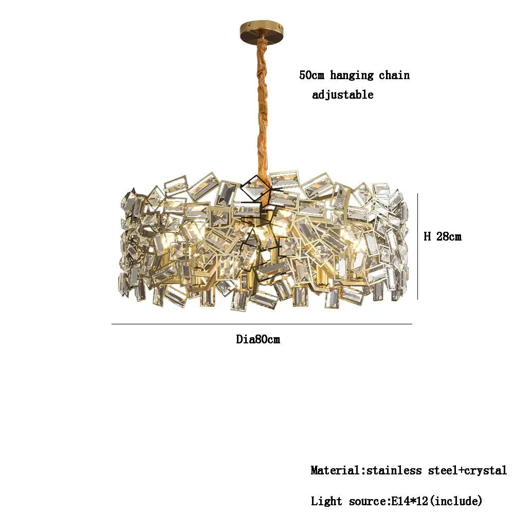 Modern bedroom lighting fixture decorbites crystal chandelier with gold stainless steel frame and clear faceted crystals