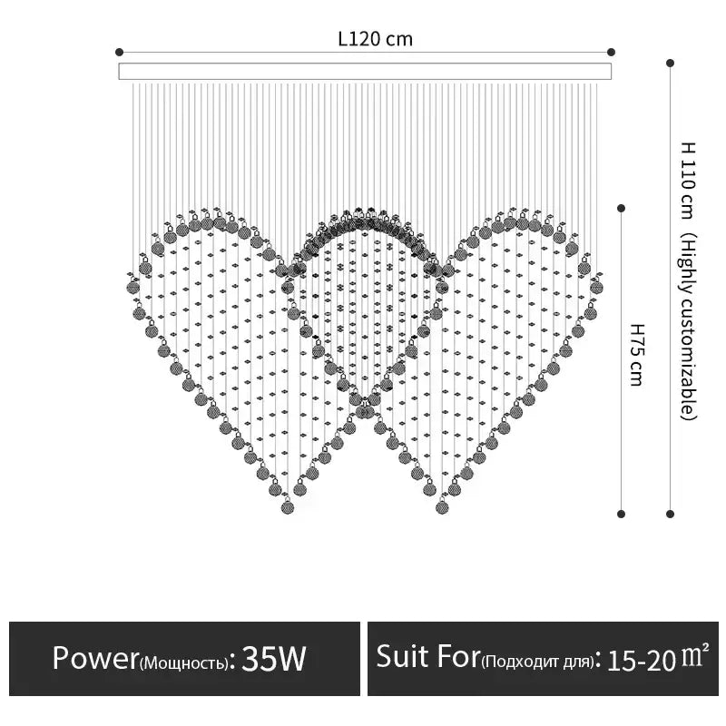DecorBites crystal chandelier features a black beaded curtain with three heart patterns and adjustable hanging strands