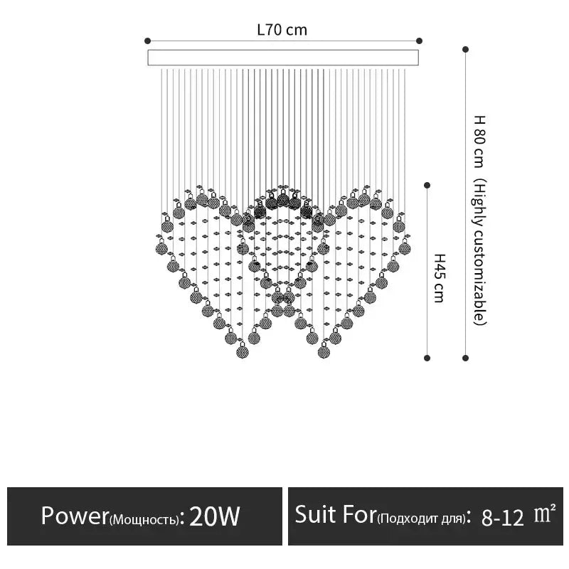 Heart-shaped decorbites crystal chandelier with dangling crystal pendants and sleek metallic frame for dining and bedroom lighting