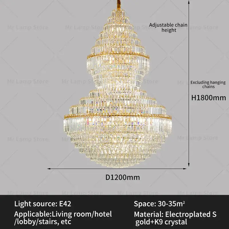 A decorbites crystal chandelier with clear crystal elements and gold electroplated metal for modern loft lighting
