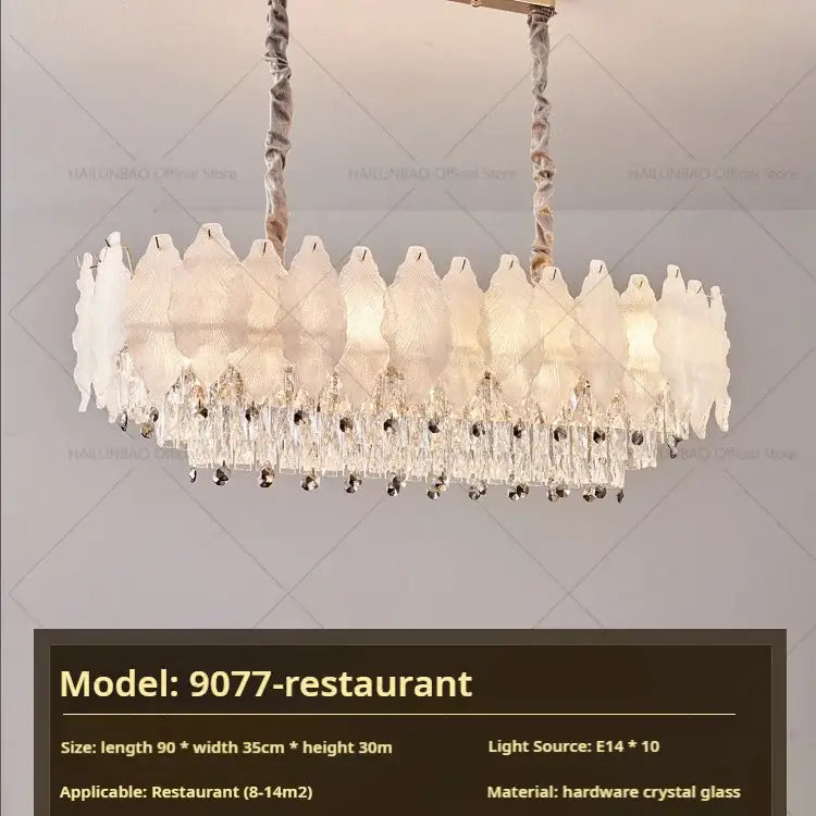Elegant decorbites crystal chandelier with frosted white glass petals and crystal beads for modern elegance lighting
