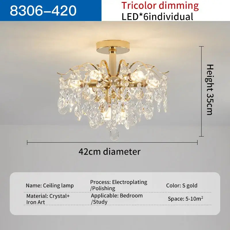 Gold electroplated decorbites crystal chandelier with crystal droplets and iron art design for stylish living spaces